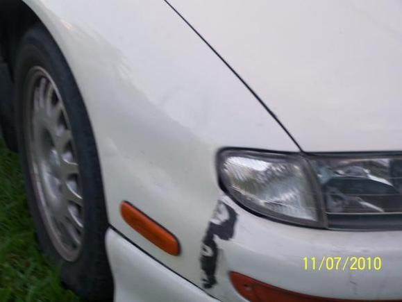 Damage on the right side going to repair