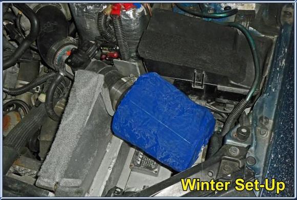 Winter Set Up.  Piece of insulation removed behind the filter at the baffle to allow some warm air to move over there.