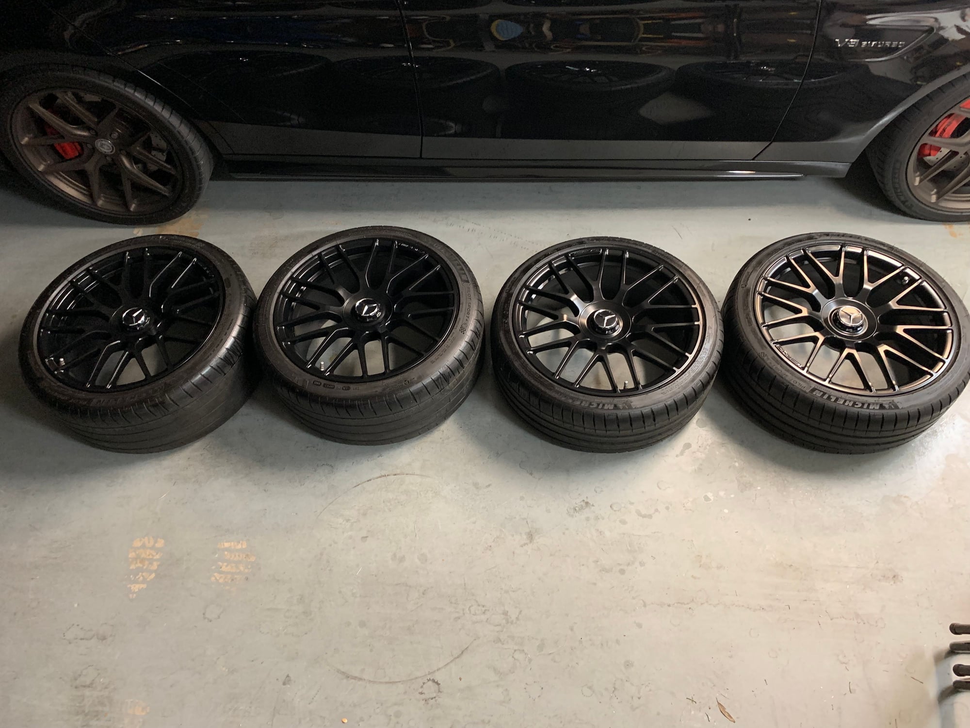 Wheels and Tires/Axles - 19" Mercedes-Benz AMG Forged Multi Spoke Powder Coated Black Wheels and Michelin PS4S - Used - 2008 to 2014 Mercedes-Benz C63 AMG - Scottsdale, AZ 85254, United States