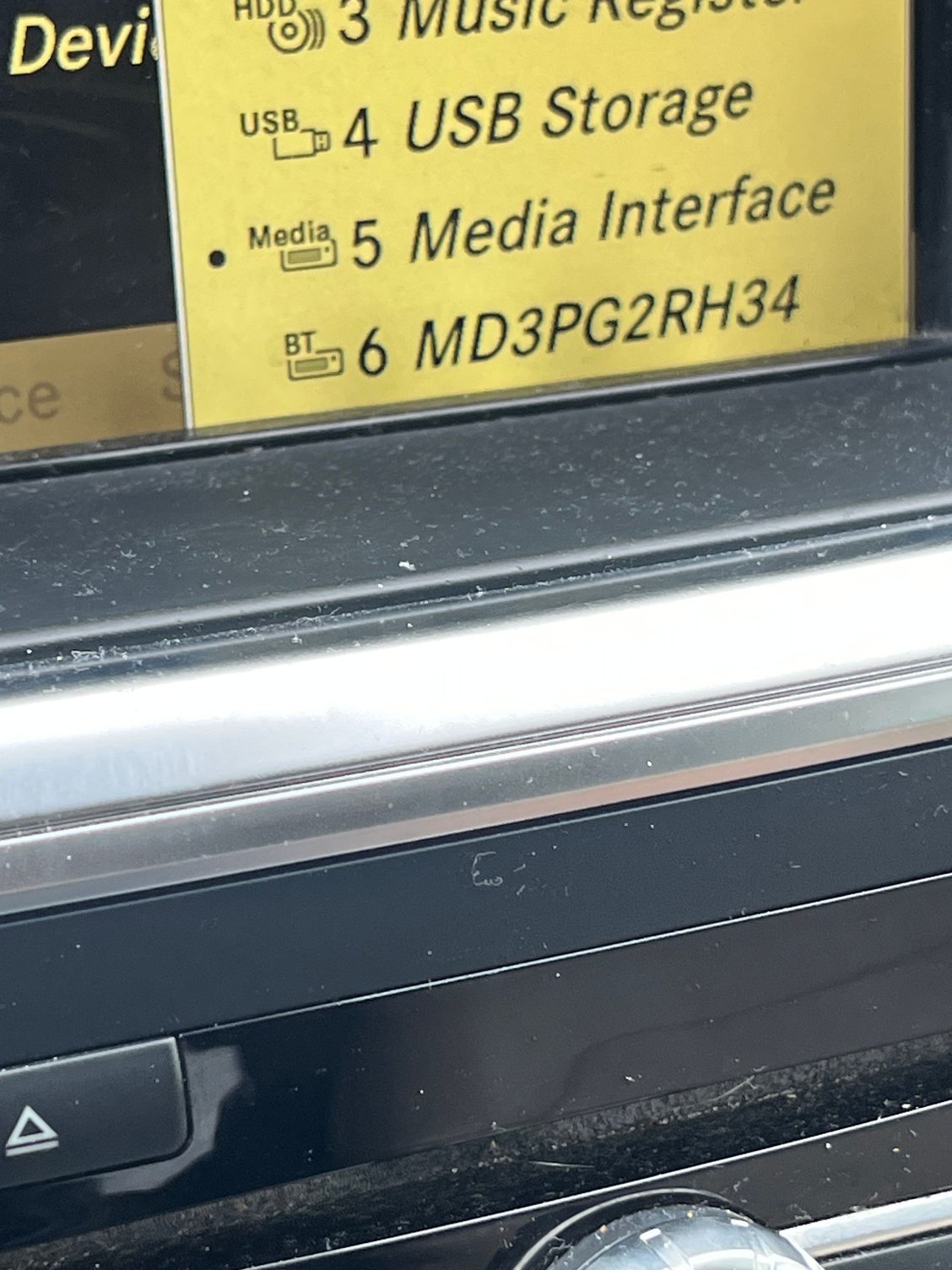 Media Interface selected on COMAND