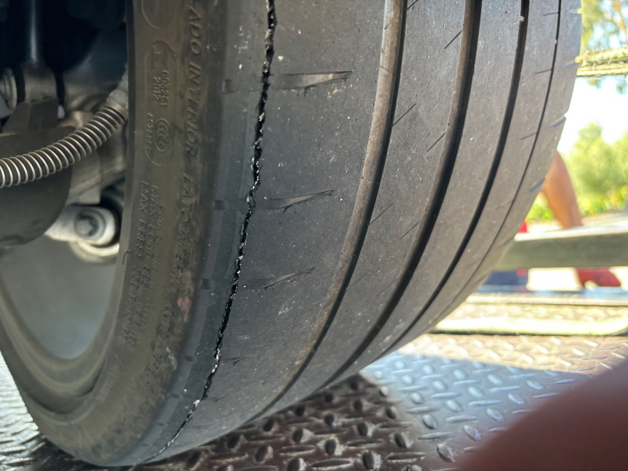 Worn rear tire inner edge