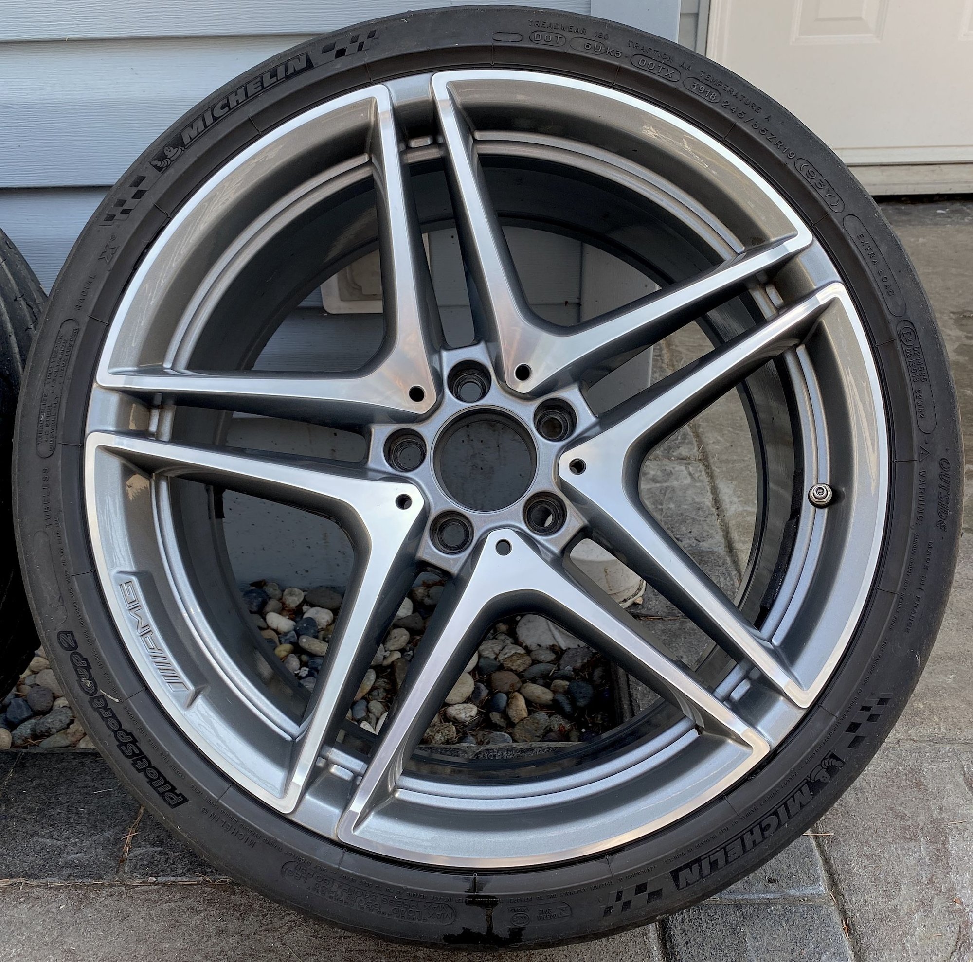 Wheels and Tires/Axles - AMG C63 S 19" AMG/OEM 5-Spoke Wheels + Cup 2 Tires - Used - 2016 to 2021 Mercedes-Benz C63 AMG S - Vancouver, BC V4M1L8, Canada
