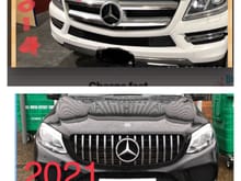 wonder if anyone has done this? I want to install a “2021 gl63 panamericana grille” in photo (blk) to my “2014 GL 450” in photo (white).  would it work? Unfortunately i have searched many grilles but none that would work on my 2014 gl 450. Its like they 