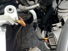 New silver line connected to black hose from heater core connection under wiper motor 