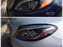 The top picture is the standard LED headlamp. The bottom is the optional headlight in the Lighting Package. Notice there is less amber in the bottom picture. Now, how do we code out the small amber marker in the headlight? :)