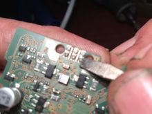 These are the points on the PC Board where the white switch has to be re-soldered to.