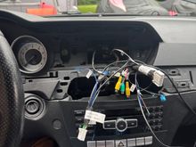 Pull the necessary wiring from there head unit area up to three screen area. Again I used a fish wire and traped there wire looms to my pull wire and patiently wrestling and pull the wires up thru the old screen opening.