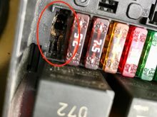 Detail showing the melting around this fuse