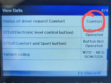 Button is lit on sport, not on comfort 