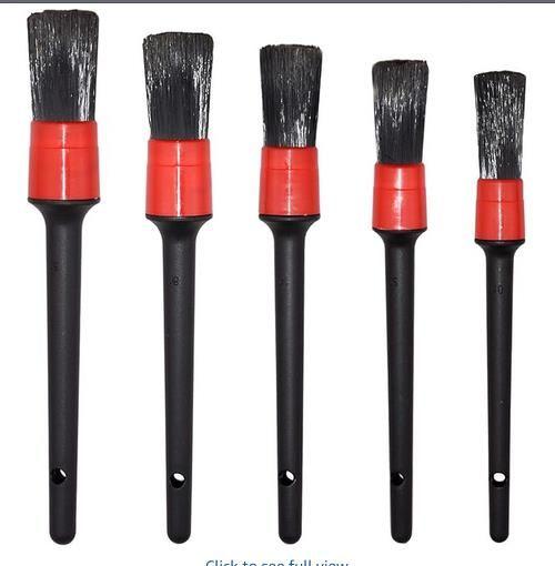 Amazon $7 Detailing Brush Set -5 Different Sizes Premium Natural Boar Hair Mixed Fiber Plastic Handle 
