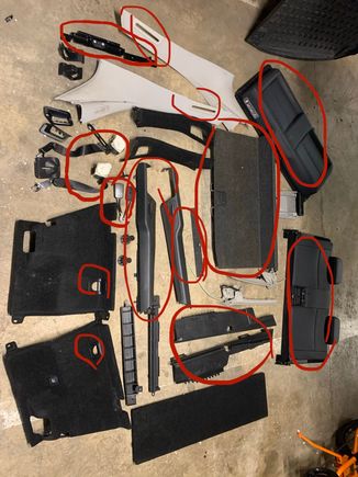 High lites in red the required parts for the swap. 
