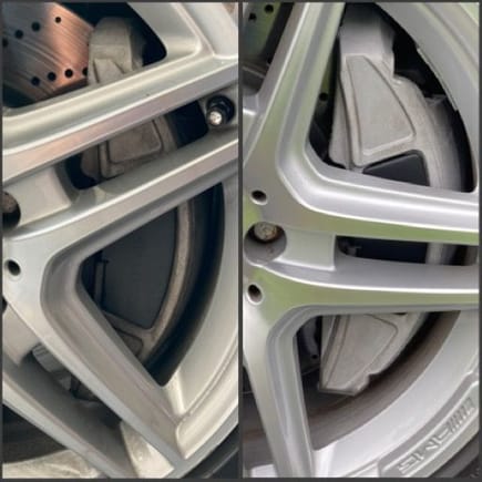 This was April picture after getting new rotors and then after the cleaning and ceramic coating of the caliper. Huge difference!