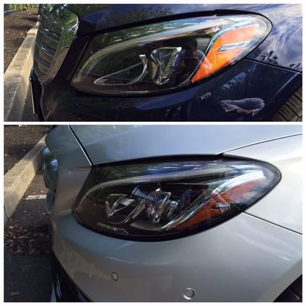 The top picture is the standard LED headlamp. The bottom is the optional headlight in the Lighting Package. Notice there is less amber in the bottom picture. Now, how do we code out the small amber marker in the headlight? :)