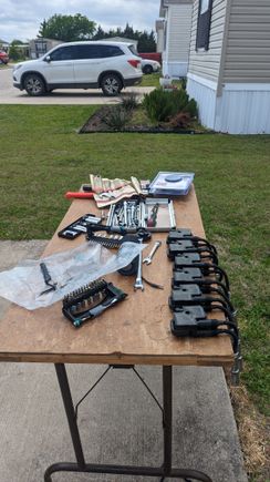 Work bench with ignition parts