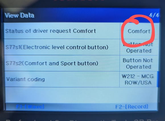 Button is lit on sport, not on comfort 