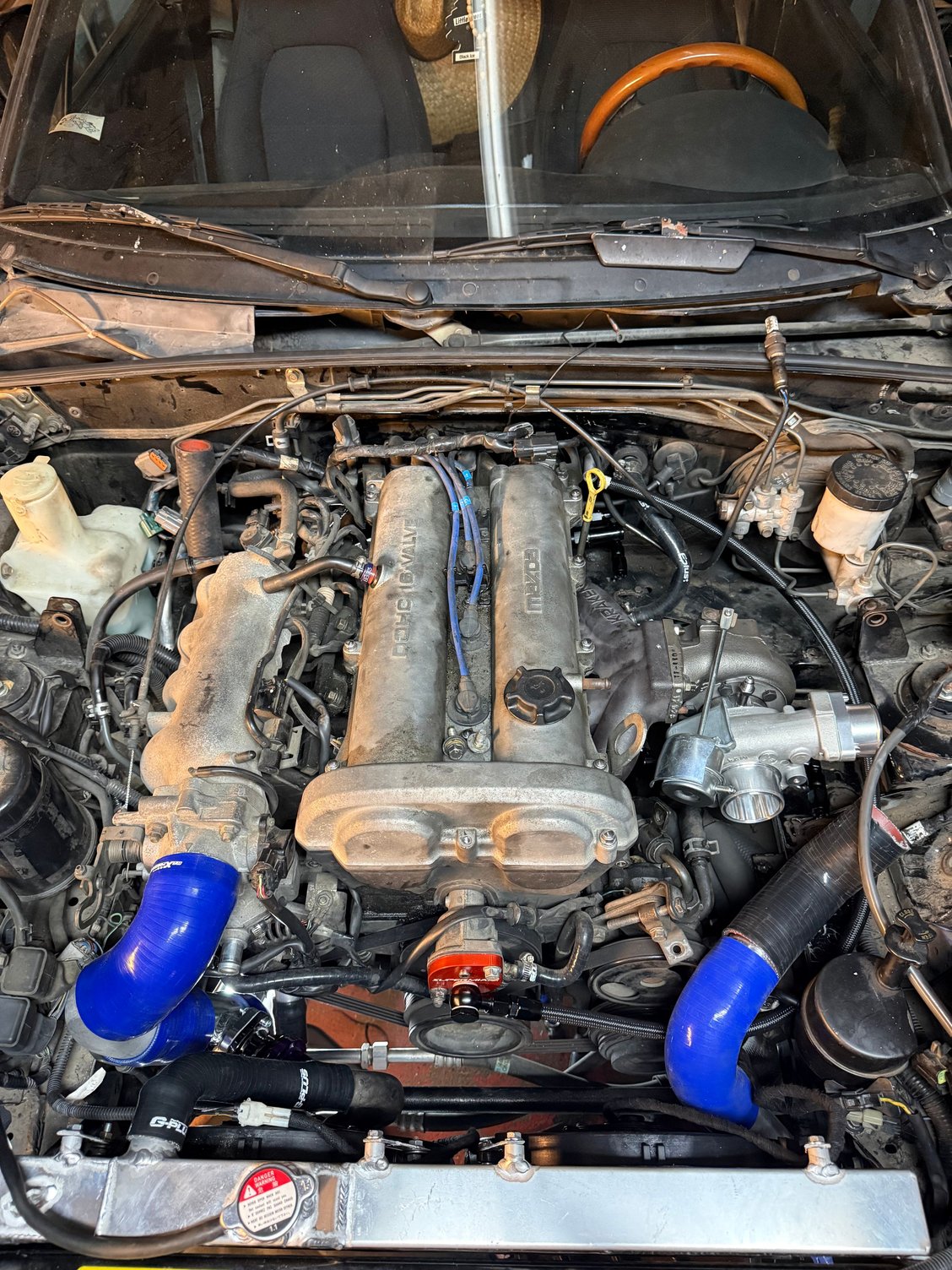 Manifold and turbo mock mounted. Figured out I needed another odd silicone hose. It should be here Thursday. 