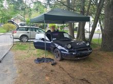 My miata work station and Gramps in the back ground