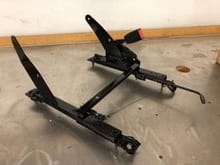 Finished sliders with side brackets and front rail. Kept all the OEM belt safety features. As set up a couple of posts up, for no rear hump mount.