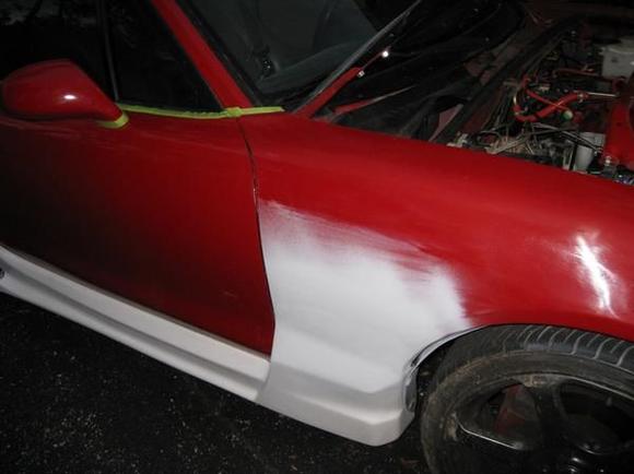 After fiberglass and bondo   primer