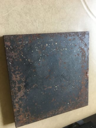 Steel plate used as a base for punching holes and setting the snaps.