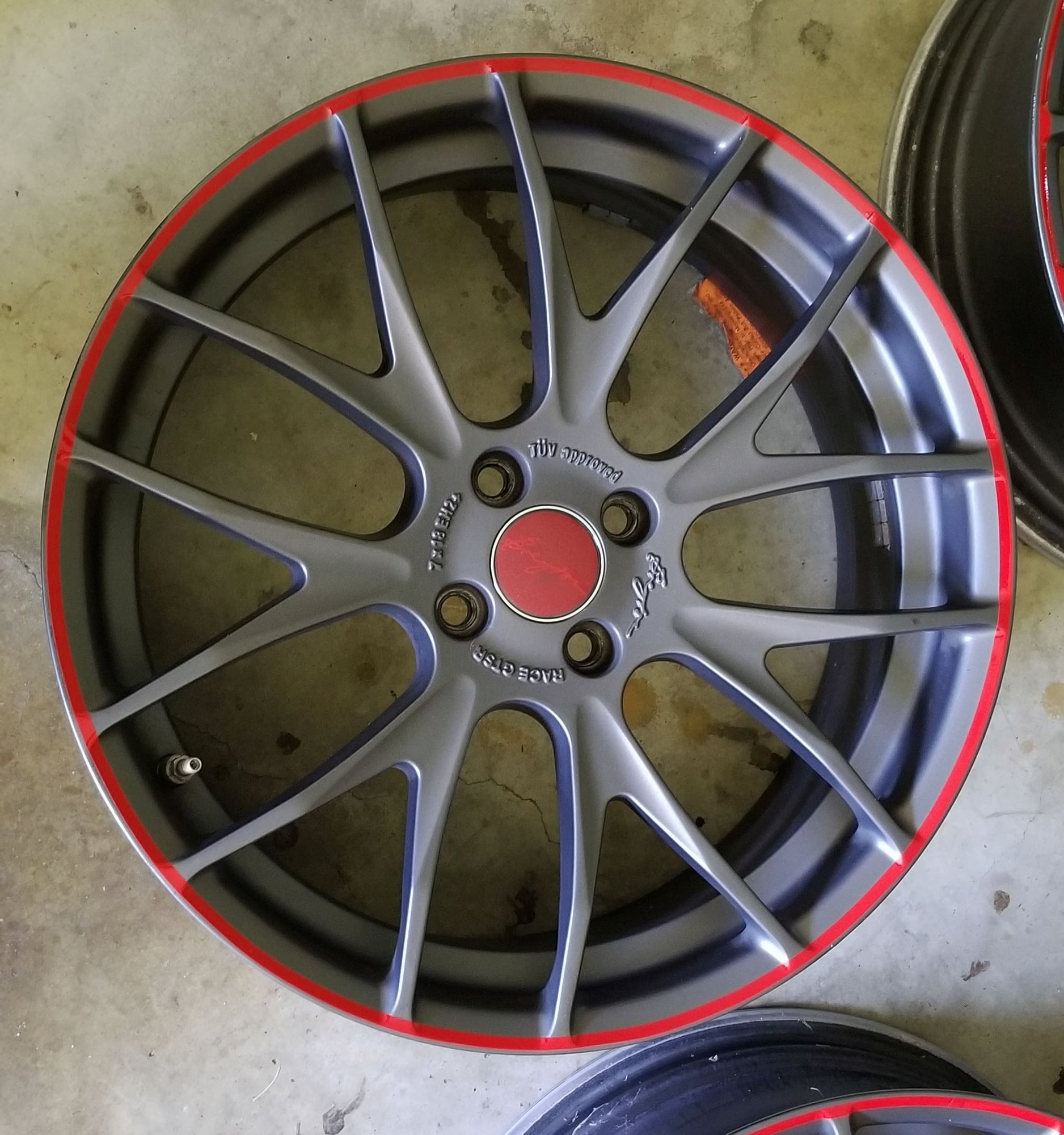Wheels and Tires/Axles - Breyton GTS-R Matte Grey 18x7 wheels: set of 4 with chili red pinstripes - Used - 2002 to 2015  All Models - Dfw, TX 76060, United States
