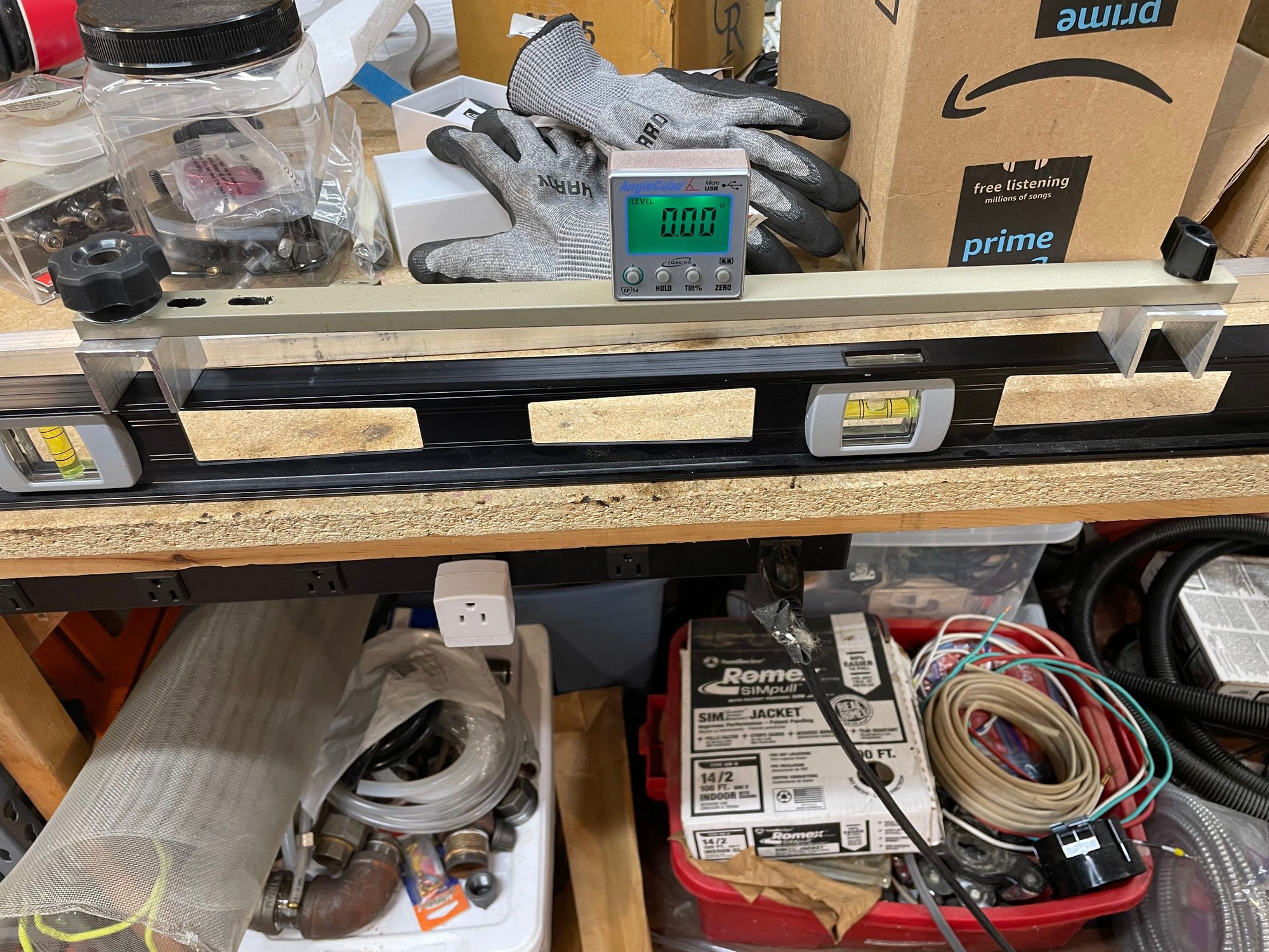 The contraption checked against a level