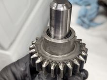 The reverse idler gear on its shaft