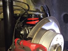 JCW Pro Suspension, rear, looking forward; note the separate shock and spring setup