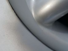 A close up view of how a badly rashed wheel has been restored.