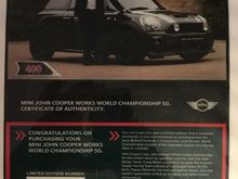 Certificate of authenticity by MINI 