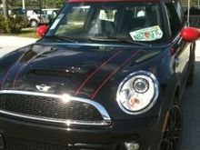 JCW red roof and bonnet pinstripes