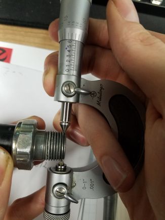 OEM part measured by our thread micrometer, which reads a pitch diameter of .612" which matches the 3/8"-18 NPT data table