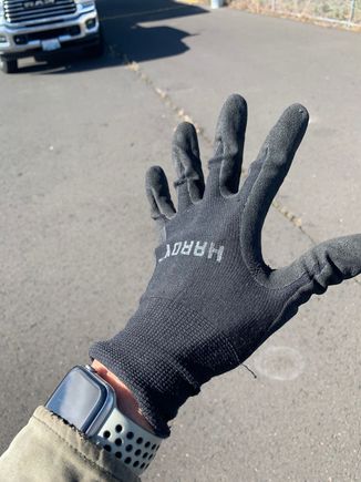 it was cold and windy so I donned this $1.99 HF driving gloves; work amazingly well and have great grip