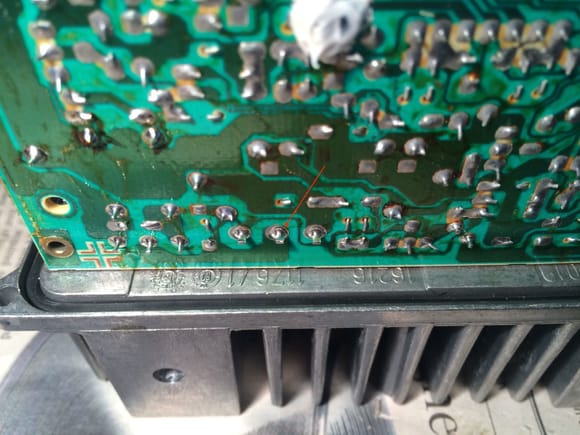 this cold solder joint failed from poor design as the heat from the power FET for the injector control would melt the solder and created the quasi "cold" joint; it turned out this was not the cause