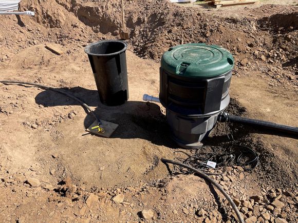 this is a pump sewer basic for the barn which pumps the sewer uphill to the septic waste pipe at the main house