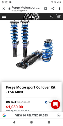 Does anyone have experience with forge coilovers for mini f54 clubman? 

I'm not sure how these compare to KW which are several hundred more.