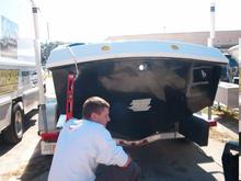 this is me.. matt, waiting for the jig to drill some holes back in the boat. 