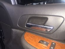 Replaced my passenger interior and exterior door handles today.... The new exterior handle i just put on a while back the screw inserts pulled out of and the interior handle has had electrical tape on it since i bought the yukon.... Chrone peeling off