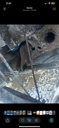 Gotta love New England… drivers side leaf mounts not looking so hot either.