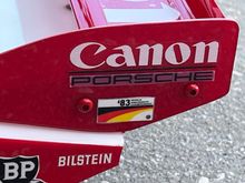 Had to print some of my own decals: the Porsche script and the WEC sticker and the number 14 I had to make from scratch (the numbers that come with the MCIRacing sheet are for a later Canon Porsche from 1984/5.) The rear fins were very difficult to fabricate: cutting them out was like torture on my hands, but thankfully they came out well after much sanding!