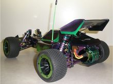 Rear view showing alloy GPM arms, custom stabilizer assembly and wheelie pad.