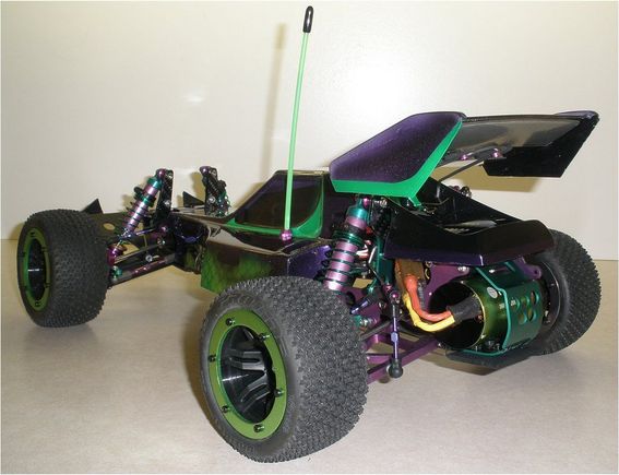 Rear view showing alloy GPM arms, custom stabilizer assembly and wheelie pad.
