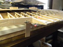 Inboard hinge pin in place. Dent is from a heavy duty spring clip used to make the spar laminate.