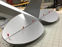 I went ahead and permanently hinged the elevator and rudder. This is the final hinge positioning before thin CA application.