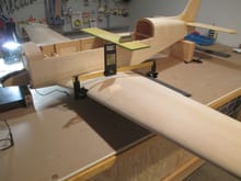 There are a lot of things a builder has to keep in mind while building for his completed model to fly correctly.  Making sure the wing and stabilizer incidence are correct probably  top that list.  The plans specify  2 degrees positive incidence for the horizontal stabilizer which if you remember I did check and adjust by sanding the stabilizer saddle.  The wing incidence is also specified at 2 degrees positive.