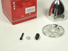 New, all aluminum spinner with light weight all aluminum back plate for a smooth spinning on you engine in popular sizes.