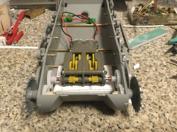 No room for a direct drive, fitted a gear between sprockets and gearbox