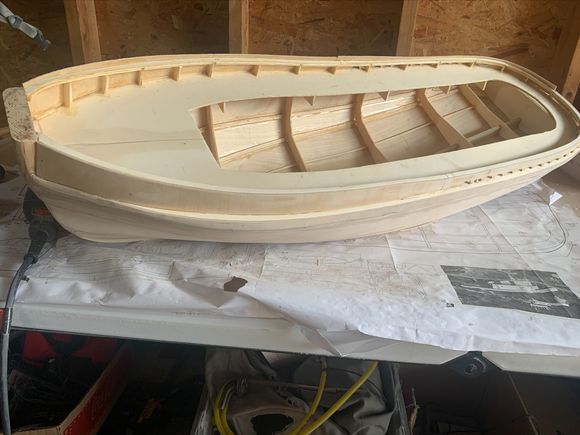 Port Railing sanded down after being epoxied.  Starboard railing is epoxied.