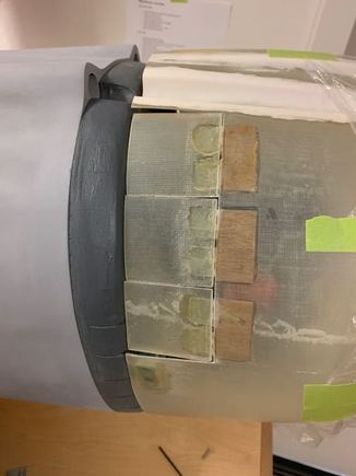 The cowl is just hanging here as I need to lower the top point by about 1/4".  (as shown it's a little low)  But I'm more concerned with the flaps themselves.  I will get the mounting points all set and then make a layup to recut the flaps and change the hinge setup.