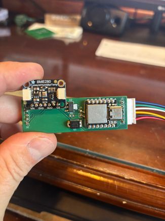 Unfortunately I mirror imaged the pin layout on the BME sensor so now it sticks out above the board. 